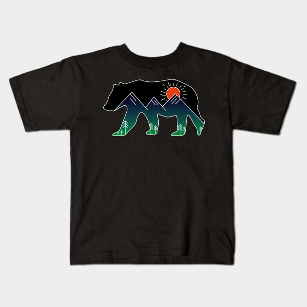 Bear Mountain, Mountains inside a bear Black Kids T-Shirt by JDP Designs